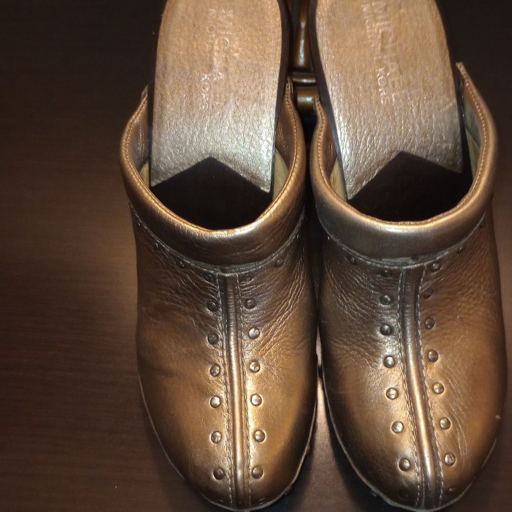 🆕🎉Michael KORS Blingy Gold Metallic Clogs Slides Mules - Picture 3 of 6